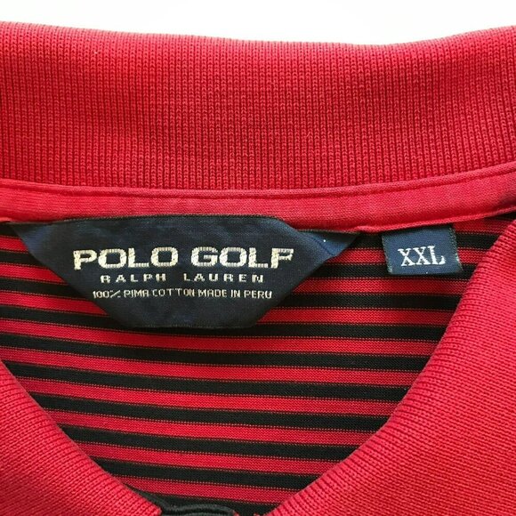 Polo Golf by Ralph Lauren Men's 2-Button Striped Polo Shirt Sz XXL in Red, Black - Picture 10 of 14
